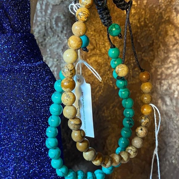 NWT UNISEX SEMI-PRECIOUS BEADED ADJUSTABLE TO FIT STRING SLATER TURQUOISE MENS - Picture 6 of 7